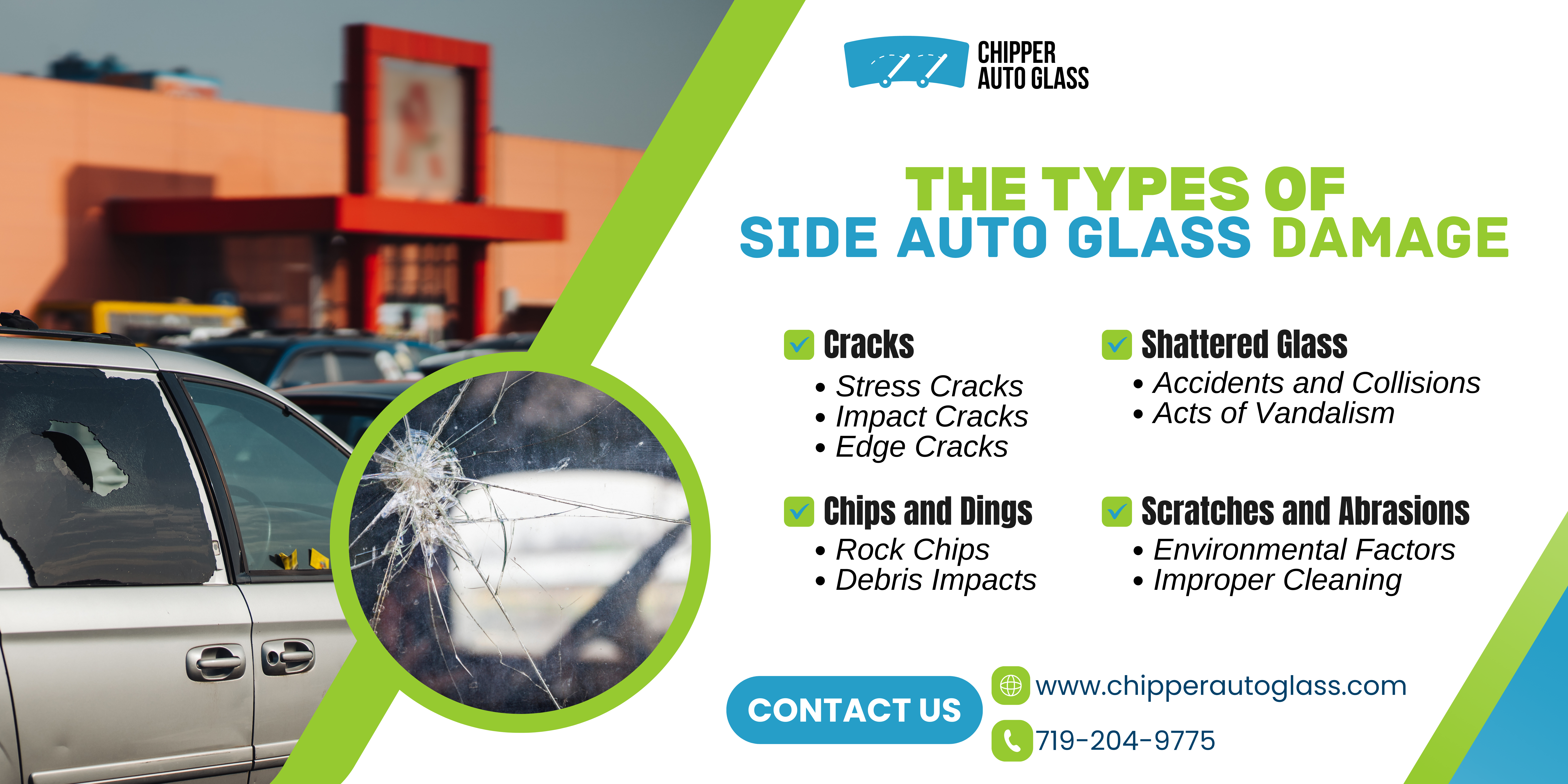 types of damage to side auto glass